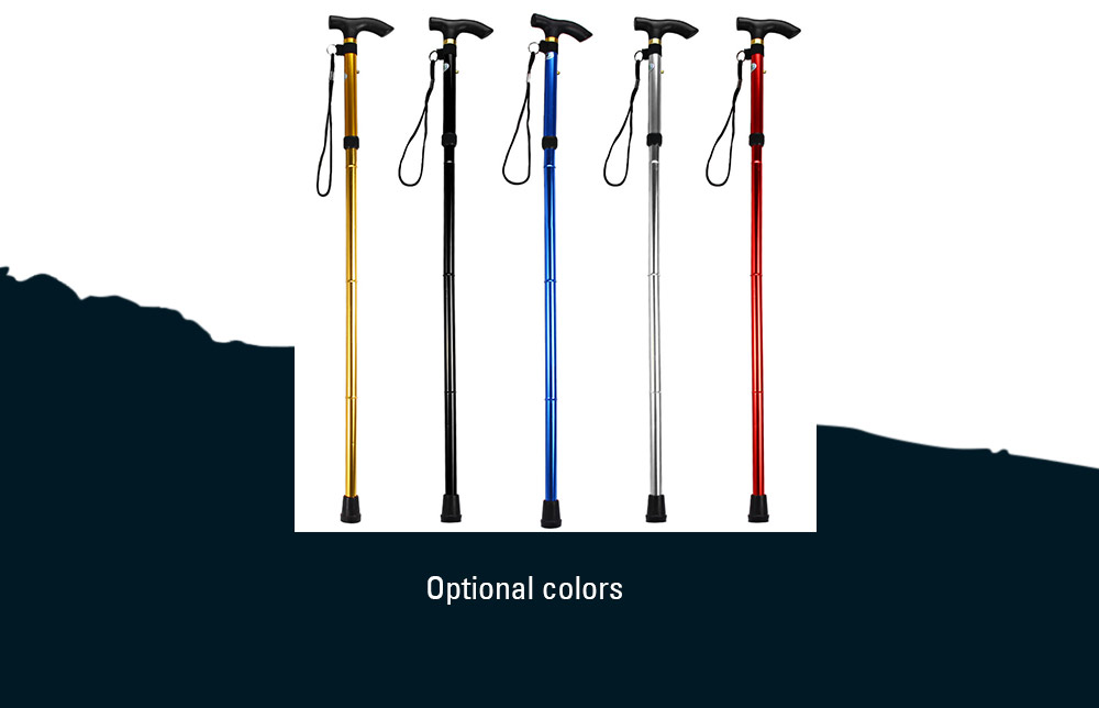 Aluminum Metal Folding Walking Stick with Adjustable Height and Non-slip Rubber Base