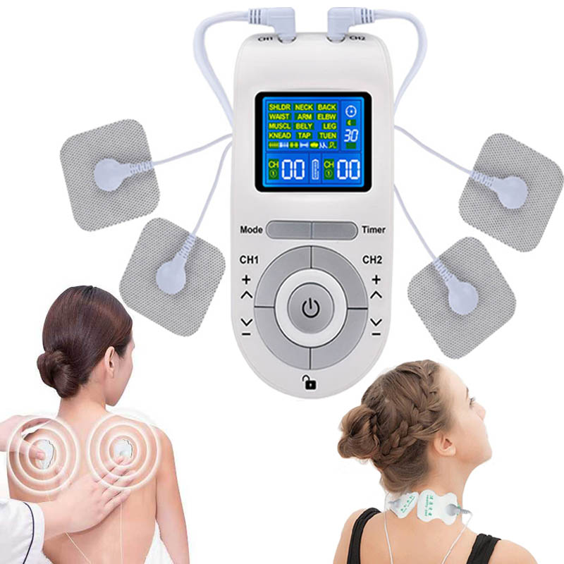 TENS Unit Muscle Stimulator, EMS Massager Machine for Shoulder, Neck,  Sciatica and Back Pain Relief, Electronic Pulse Massage Physical Therapy,  Silver