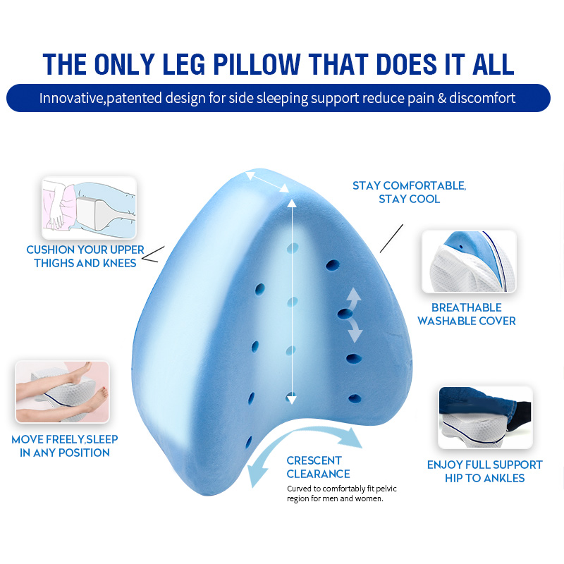 Knee Pillow for Side Sleepers -%100 Memory Foam Leg Pillow for Sleeping -  Helps