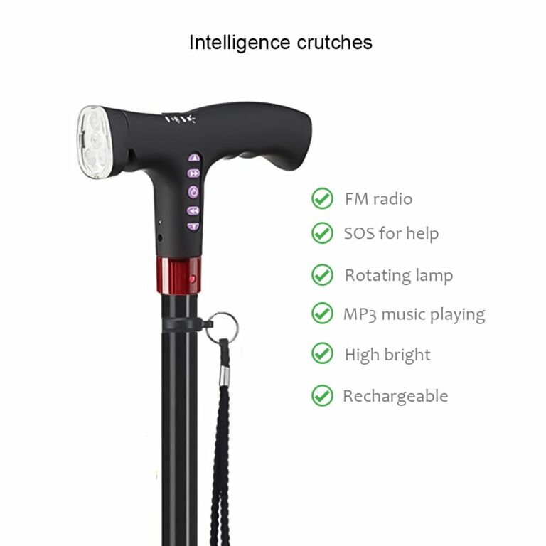 RoyalStride Ergonomic Walking Cane With Light, Radio & Safety Fall