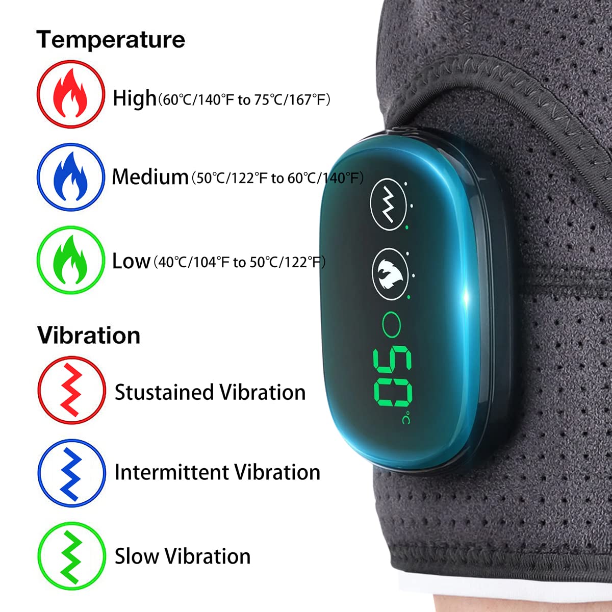  Heated Shoulder Brace Wrap with Battery,Portable Electric  Wireless Heating Pad Strap with Hot Cold Therapy for Rotator Cuff, Frozen  Shoulder,Relax Muscle Pain Relief Shoulder Compression Sleeve : Health &  Household