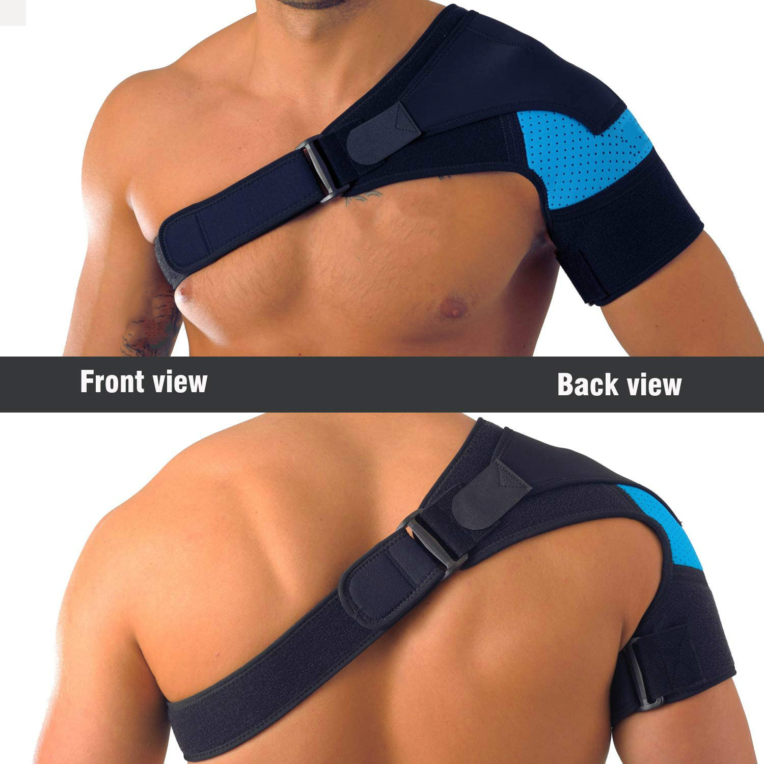 BascoStrap Shoulder Brace, Shoulder Compression Sleeve for Shoulder Support  and Compression - Comes with Adjustable Straps, Firm Velcro Grip, and