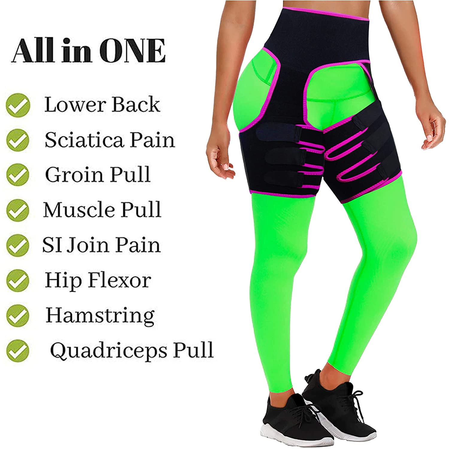 JJ CARE Hip Brace - 1 Pc Ortho Wrap Hip Brace for Sciatica | Stretchable  Support Wrap with Thigh and Hamstring Braces - Fits up to 45 Waistline 