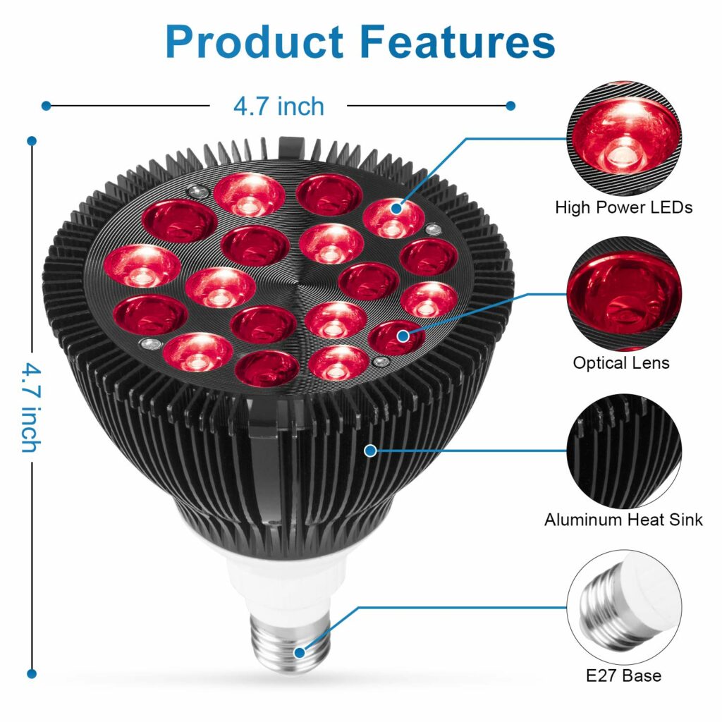 BlizRed Infrared and Red Light Therapy Lamp with 18 LED Light Bulbs, 2