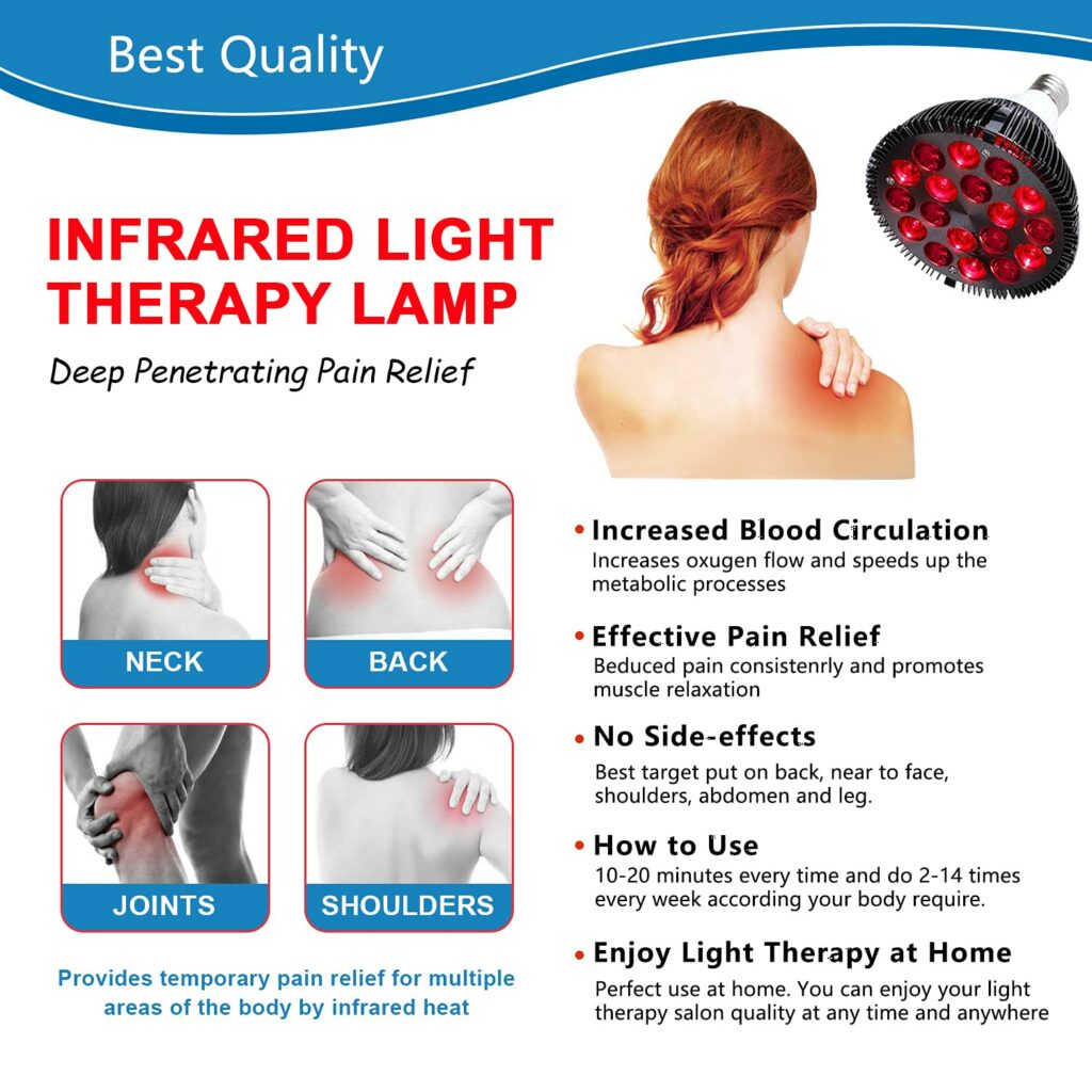 BlizRed Infrared and Red Light Therapy Lamp with 18 LED Light Bulbs, 2