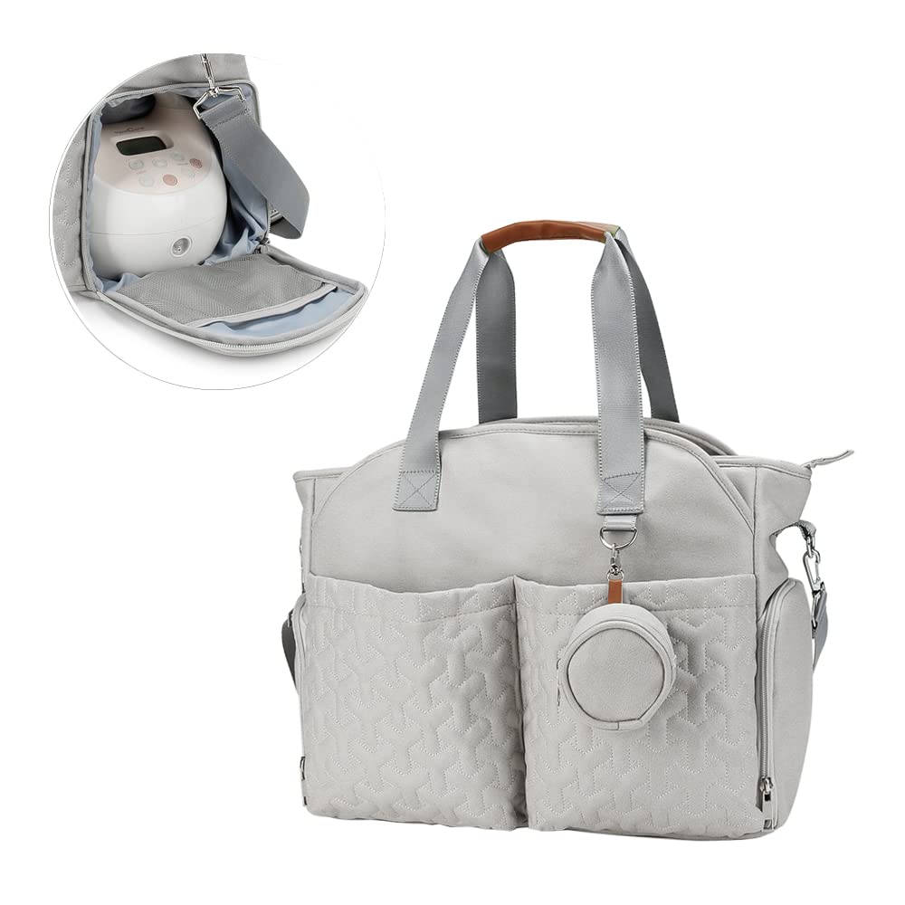 NursoNest Breast Pump Bag Baby Diaper Tote Bag with Laptop Sleeve