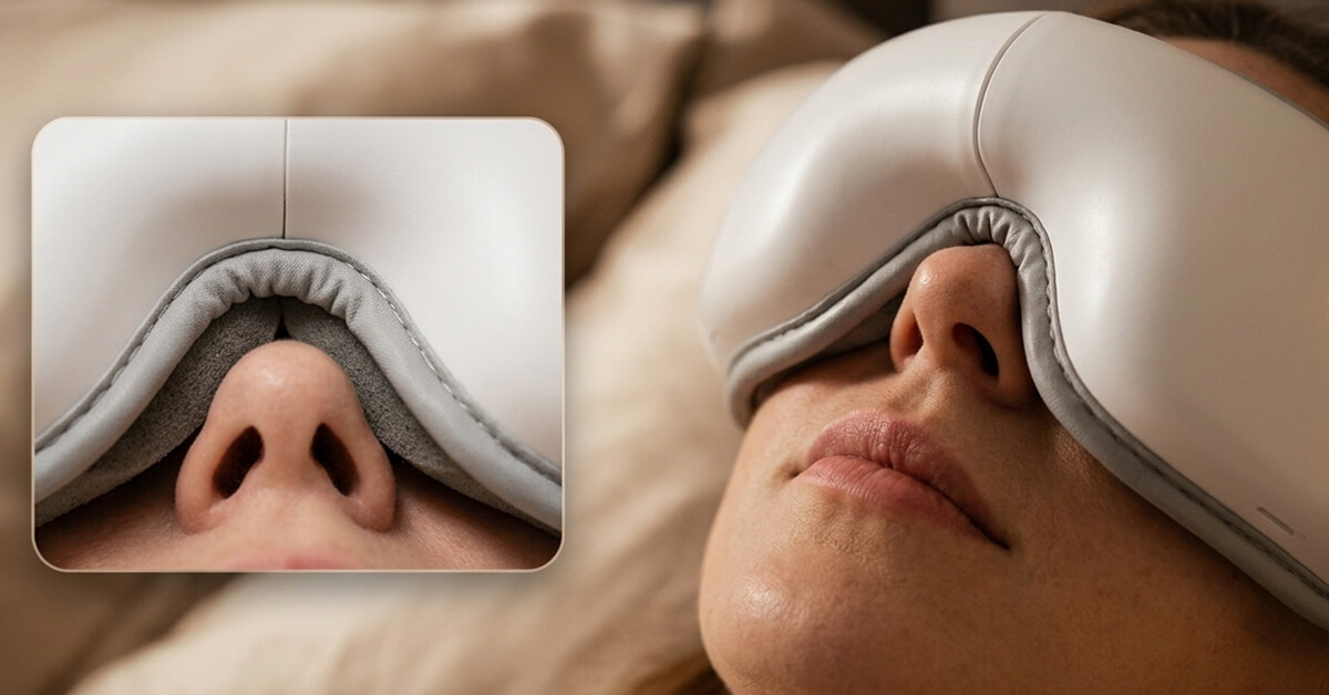 V-Shaped Nose Bridge Reduces Eyeball Pressure Gently