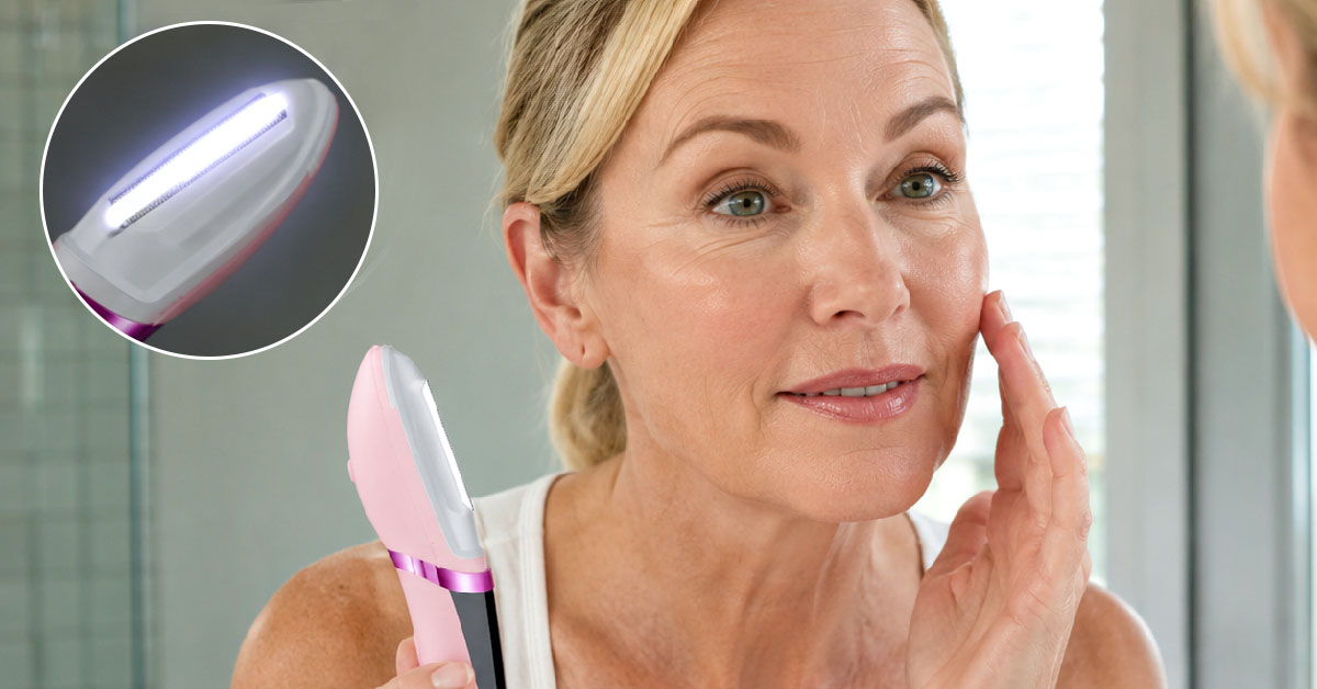 Close comparison of a basic exposed facial razor beside EdgeTrim Pro’s guarded tip. Label the visible design differences without claiming medical superiority.